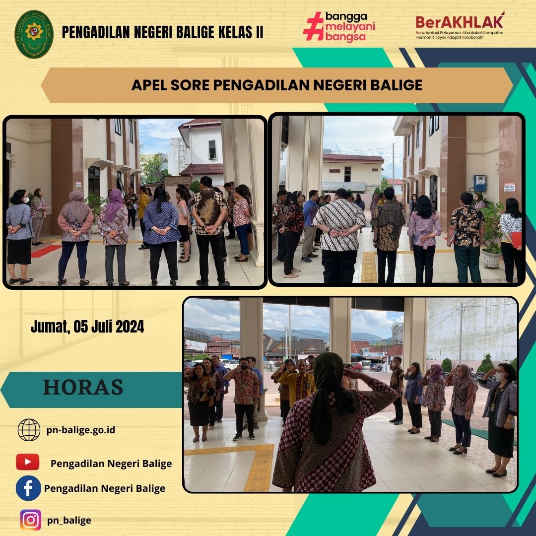 APEL SORE PENGADILAN NEGERI BALIGE PADA HARI JUMAT , 05 JULI 2024 APEL SORE PENGADILAN NEGERI BALIGE PADA HARI JUMAT , 05 JULI 2024